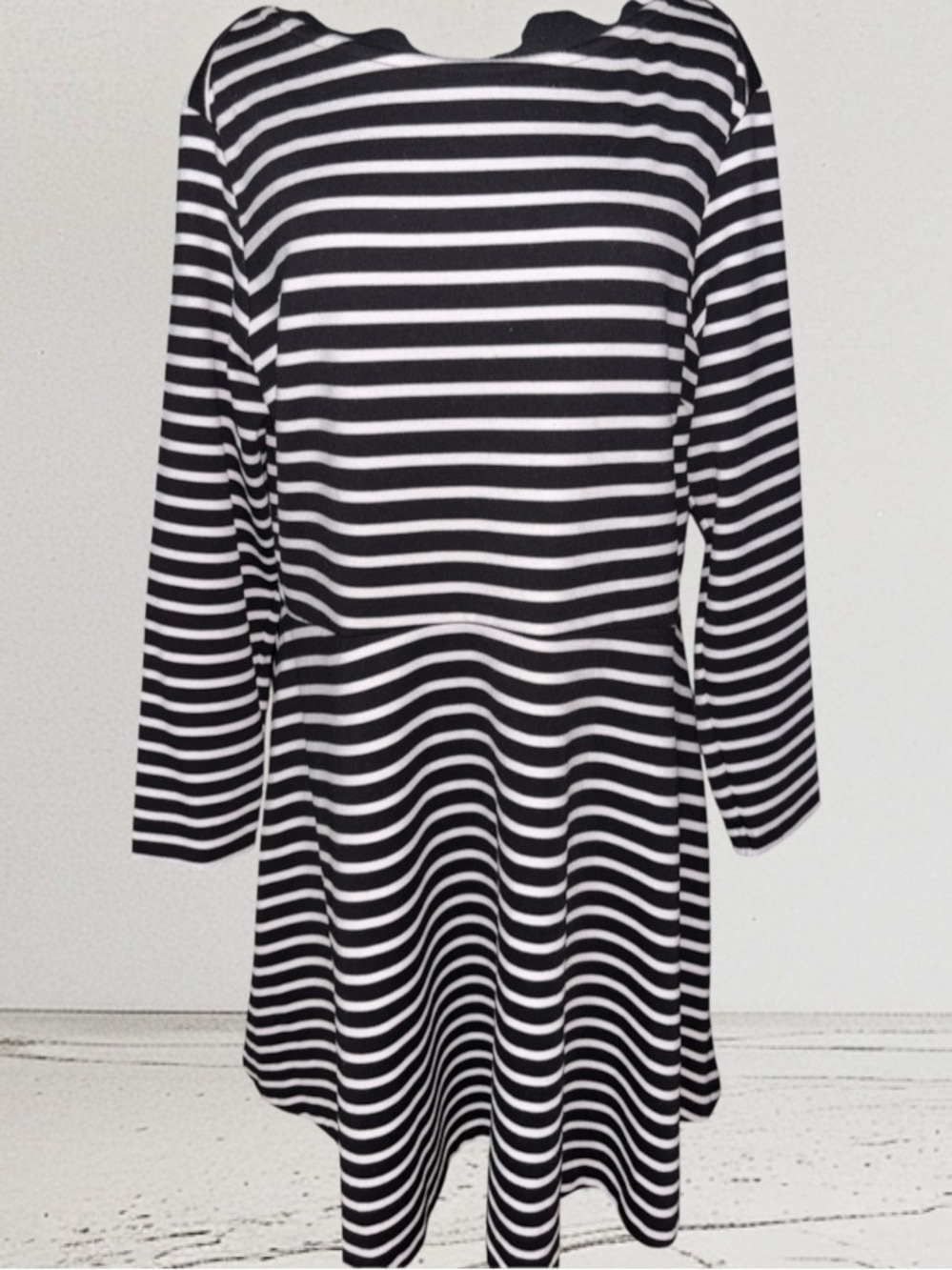 Old Navy Black & White Striped Fit&Flare Dress, P2P:23.5”, L:39.5”